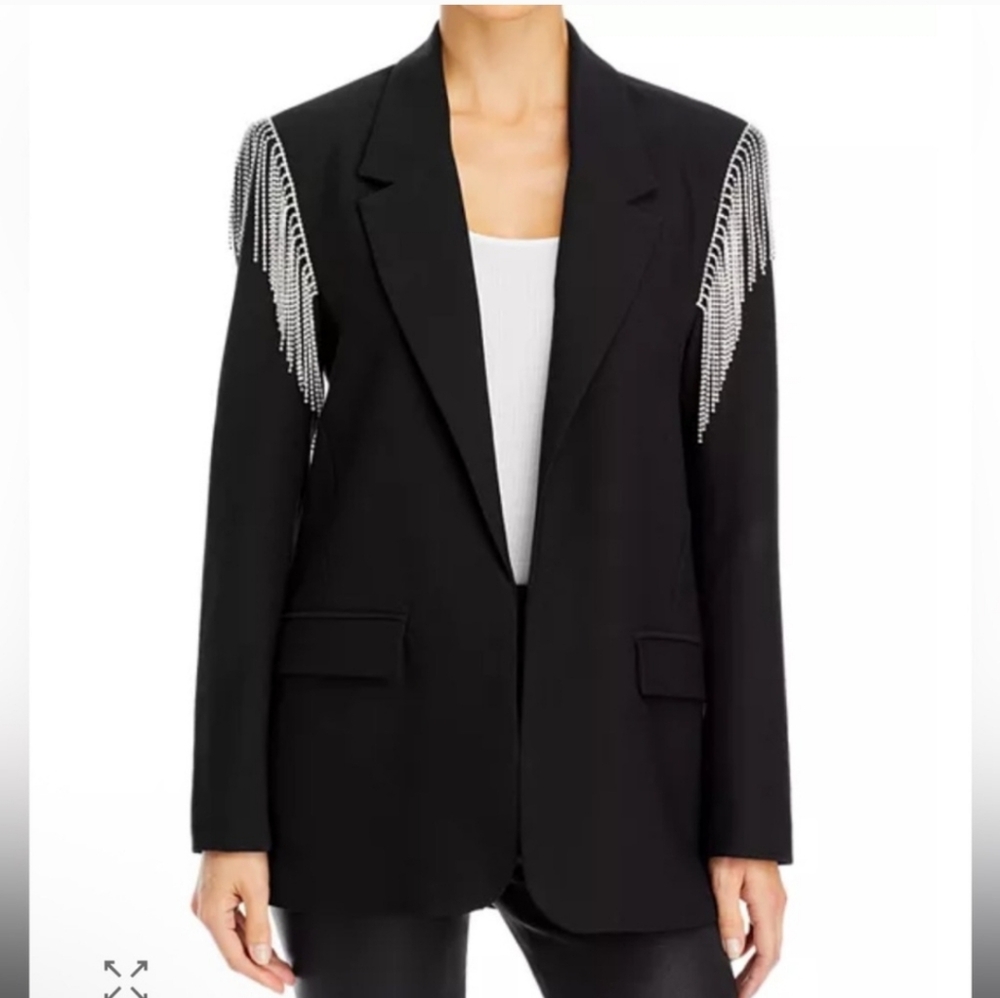 BB Dakota Black Blazer with Crystalr Fringe